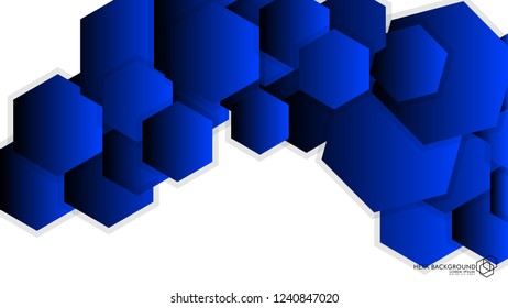 Vector Abstract Background Hexagon blue light and shadow