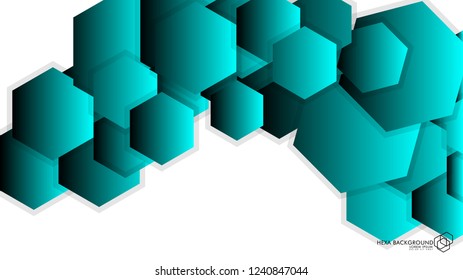 Vector Abstract Background Hexagon blue light and shadow