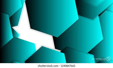 Vector Abstract Background Hexagon blue light and shadow