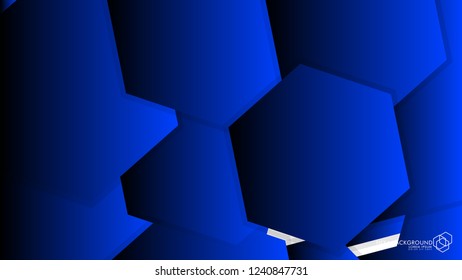 Vector Abstract Background Hexagon blue light and shadow
