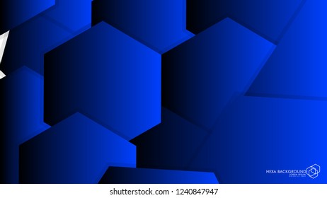 Vector Abstract Background Hexagon blue light and shadow