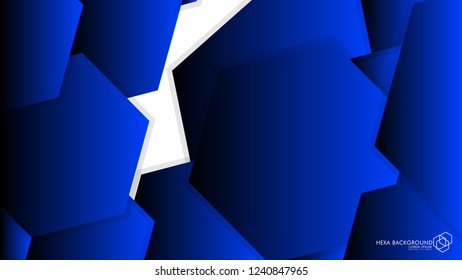 Vector Abstract Background Hexagon blue light and shadow