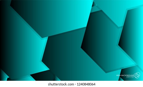Vector Abstract Background Hexagon blue light and shadow