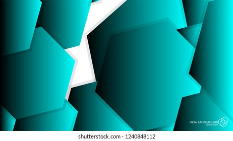 Vector Abstract Background Hexagon blue light and shadow