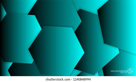 Vector Abstract Background Hexagon blue light and shadow