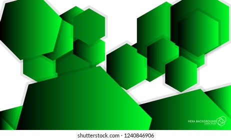 Vector Abstract Background Hexagon green light and shadow