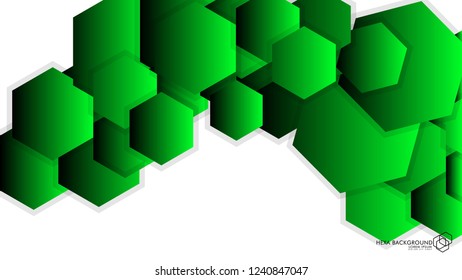 Vector Abstract Background Hexagon green light and shadow