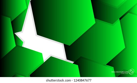 Vector Abstract Background Hexagon green light and shadow