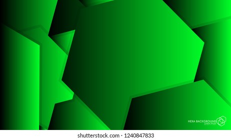 Vector Abstract Background Hexagon green light and shadow