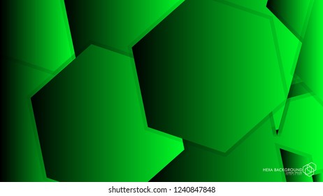 Vector Abstract Background Hexagon green light and shadow