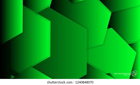 Vector Abstract Background Hexagon green light and shadow