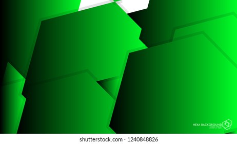 Vector Abstract Background Hexagon green light and shadow