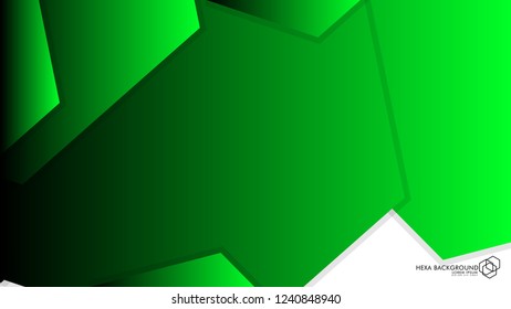 Vector Abstract Background Hexagon green light and shadow