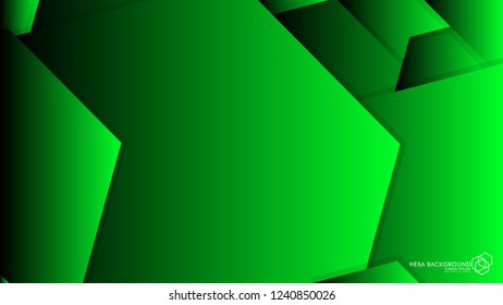 Vector Abstract Background Hexagon green light and shadow
