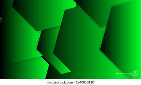Vector Abstract Background Hexagon green light and shadow