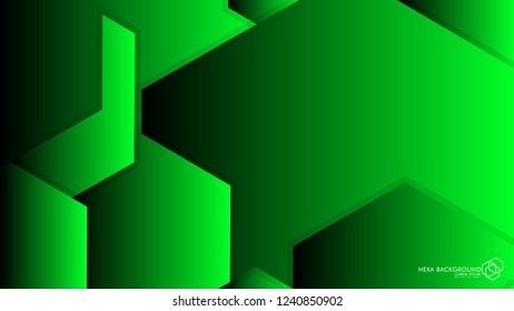 Vector Abstract Background Hexagon green light and shadow