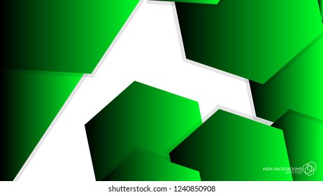 Vector Abstract Background Hexagon green light and shadow