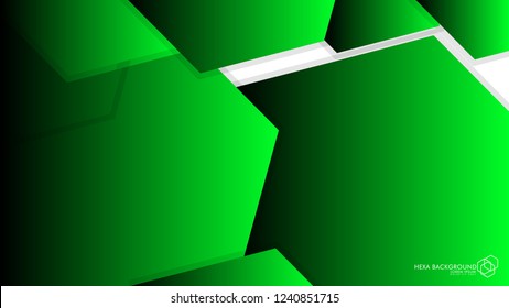 Vector Abstract Background Hexagon green light and shadow