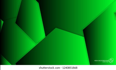 Vector Abstract Background Hexagon green light and shadow