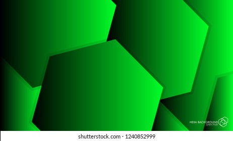 Vector Abstract Background Hexagon green light and shadow