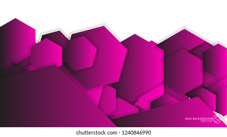 Vector Abstract Background Hexagon pink light and shadow