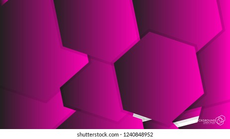 Vector Abstract Background Hexagon pink light and shadow