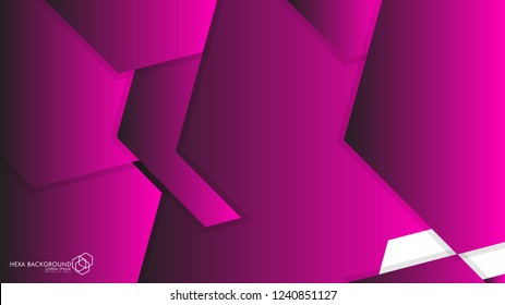 Vector Abstract Background Hexagon pink light and shadow