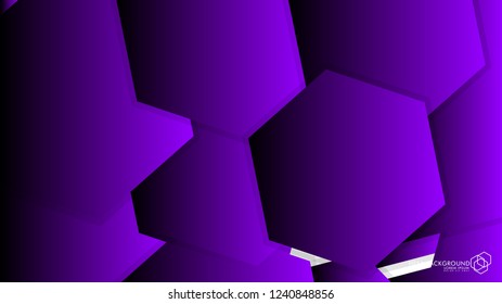 Vector Abstract Background Hexagon purple light and shadow