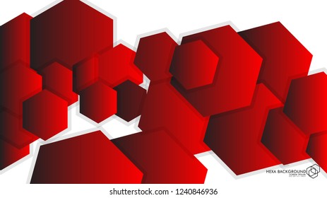 Vector Abstract Background Hexagon red light and shadow