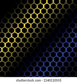 Vector abstract background hexagon texture template design, bright poster with Ukrainian national colors. banner yellow background, pink and blue stripes and shapes.