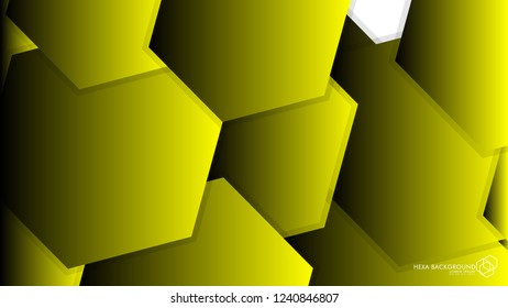 Vector Abstract Background Hexagon yellow light and shadow