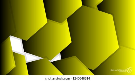 Vector Abstract Background Hexagon yellow light and shadow