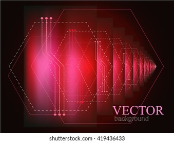  Vector abstract background. Hi Tech, space infographic windows. Black and red tones.