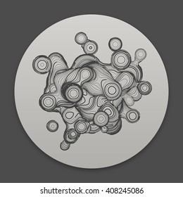 Vector abstract background. Illustration of abstract black lines. Background design for banner, poster, flyer. Dark curved lines in circle background. 