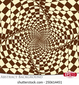 Vector abstract background illustration. Checker swirl art.