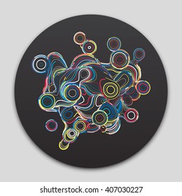 Vector abstract background. Illustration of abstract colored lines. Background design for banner, poster, flyer. Colorful curved lines in circle background. 