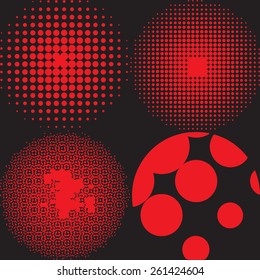 Vector abstract background illustration. Red and gray hatbox

