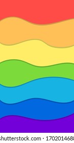 Vector abstract background. Abstract image of wave-like rainbow lines in paper art style. Place for text. Copyspace.