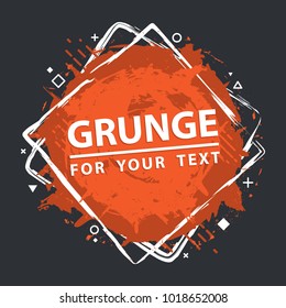 Vector abstract background with ink brush strokes and geometrical figure . Grunge border. Vector colorful paint splashes. Paint splat.  Grunge frame with space for your text.