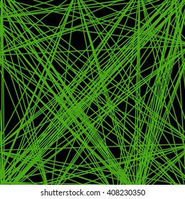 Vector abstract background of interwoven green lines, wires, net, 