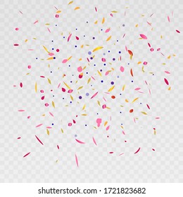 Abstrakter Vektorhintergrund einzeln mit vielen kleinen, bunten Konfetti-Stücken und Band. Karneval, Weihnachten- oder Neujahrsdekoration bunte Partys zum Geburtstagsfeiern, Festival