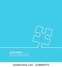 Vector abstract background with jigsaw puzzle piece. Continuous line icon. 