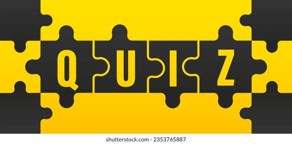 Vector abstract background with jigsaw puzzle pieces. Question mark and quiz symbol. Problem solving concept. 80s 90s banner with puzzle shape. Vector illustration