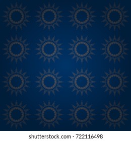 Vector abstract background. Abstract kaleidoscope with Star of Judah David, floral spiral effect and geometrical ornament. Brown, blue and orange flower kaleidoscope seamless pattern.