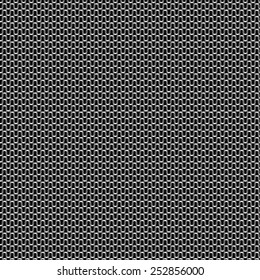 Vector abstract background. Knitting fabric free loops of back stitches on black background 
