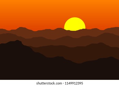 Vector abstract background of landscape with mountains