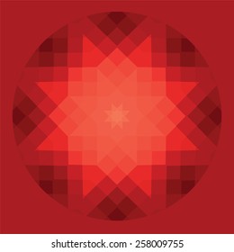 Vector abstract background. Large luminous star in the center of the circle. Geometric pattern.