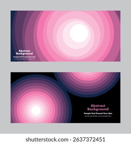 Vector abstract background with layered concentric circles in pink and purple gradient. Modern, minimal design, for cover page, banner, digital artwork, annual report.