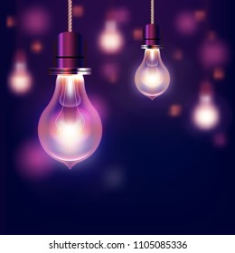 Vector abstract background with light bulbs