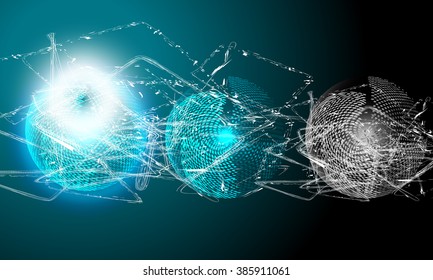 Vector abstract background with lights; lines and abstract bubbles